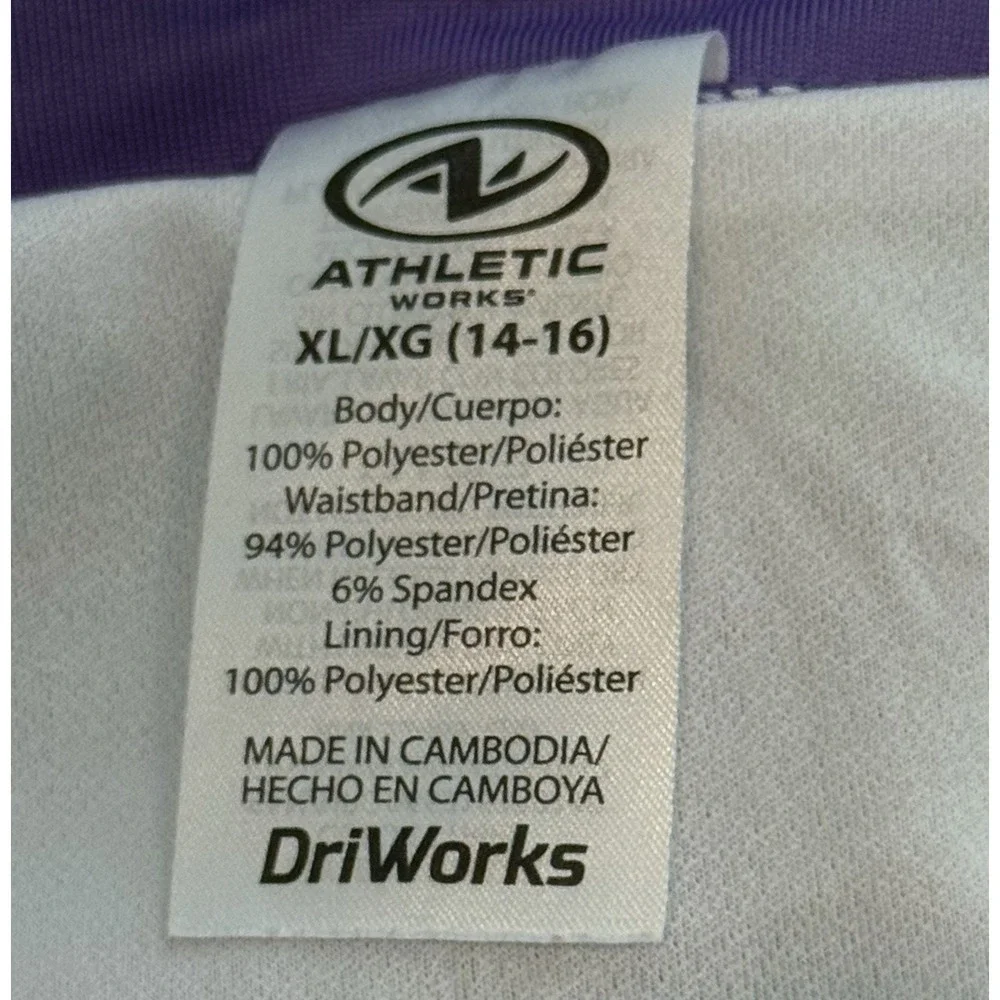 Athletic Works DriWorks Girls Active Running Shorts Purple Teal Lined Size 14/16